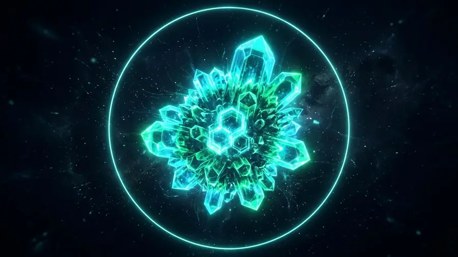 Cristales de magnesio luminosos sobre fondo oscuro, ilustración