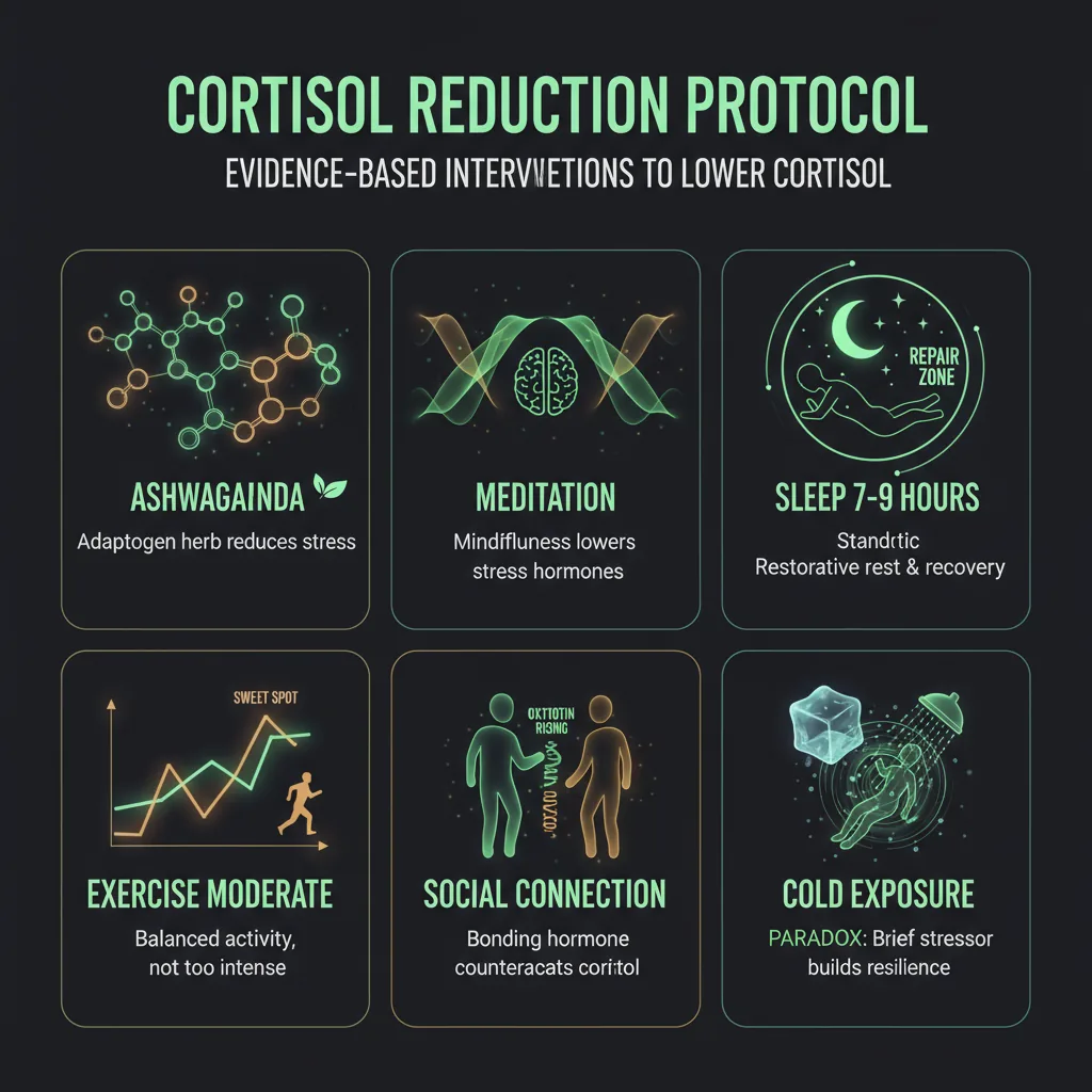 Comparación visual del ritmo circadiano normal del cortisol frente al patrón de cortisol crónicamente elevado