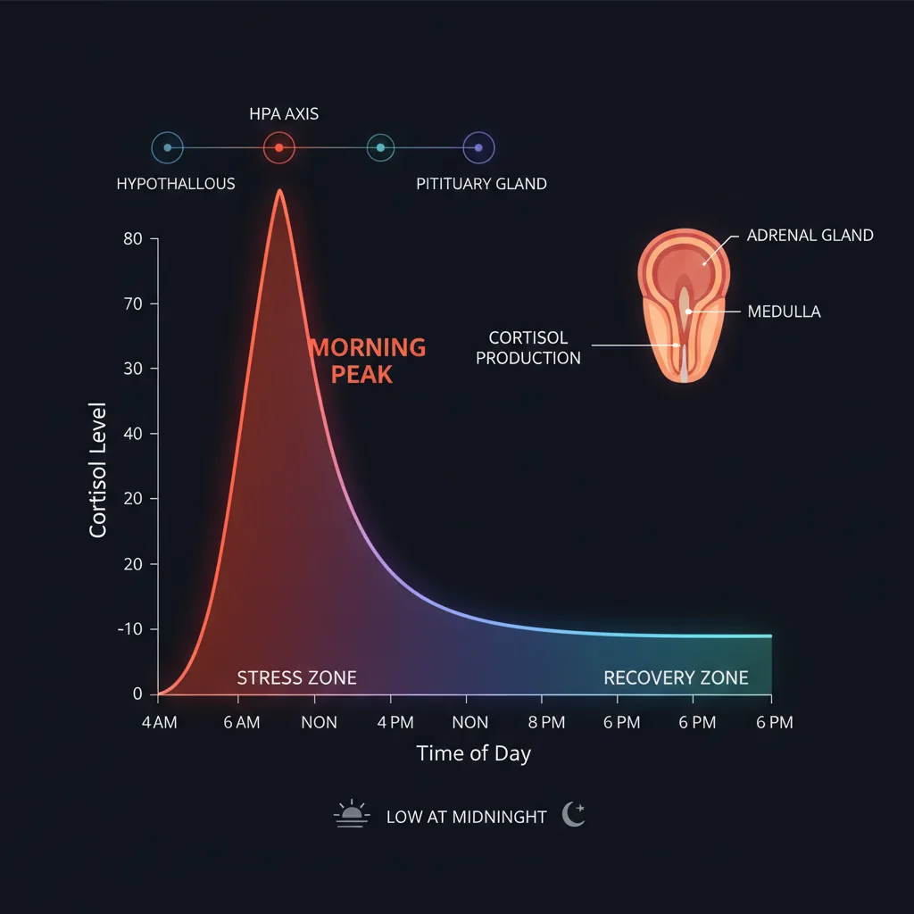 Diagrama de los efectos sistémicos del cortisol crónicamente elevado en el cuerpo humano