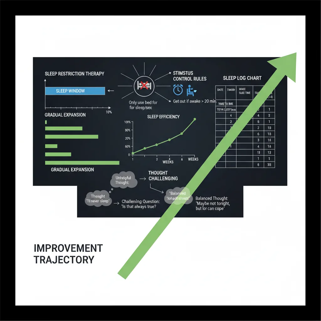 Protocolo visual de TCC-I: restricción de sueño, control de estímulos y reestructuración cognitiva para insomnio crónico